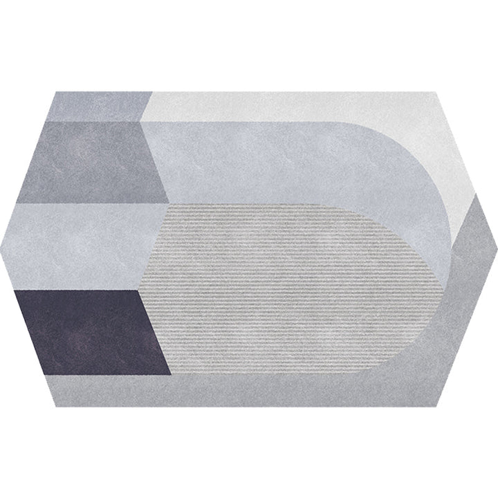 Stornfield | Irregular Nordic Novelty Rug in Grey and Brown with Color Block Pattern Pet-Friendly Polyester Rug for Interior Decor