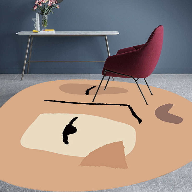 Stornfield | Irregular Abstract Pattern Brown Polyester Bedroom Rug, Novelty Floor Tapestry, Pet-friendly Mat