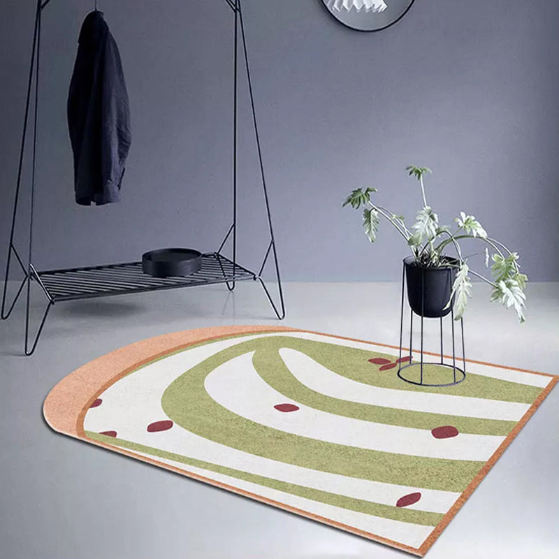 Stornfield | Gray and Green Irregular Area Rug for Bedroom, Color Block Pattern, Polyester Blanket, Non-Slip Mat
