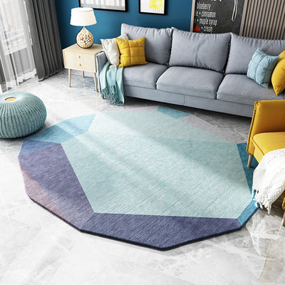 Stornfield | Green and Blue Irregular Area Rug Bedroom Novelty Color Block Pattern Polyester Carpet Stain Resistant