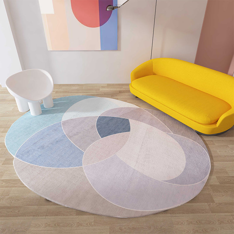 Stornfield | Green and Blue Irregular Area Rug Bedroom Novelty Color Block Pattern Polyester Carpet Stain Resistant