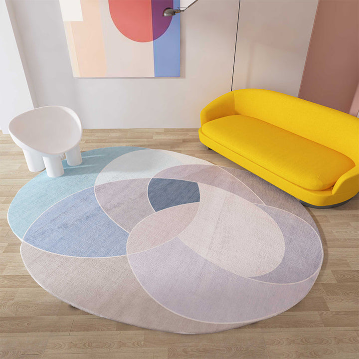 Stornfield | Green and Blue Irregular Area Rug Bedroom Novelty Color Block Pattern Polyester Carpet Stain Resistant