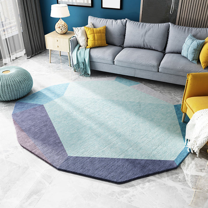 Stornfield | Green and Blue Irregular Area Rug Bedroom Novelty Color Block Pattern Polyester Carpet Stain Resistant