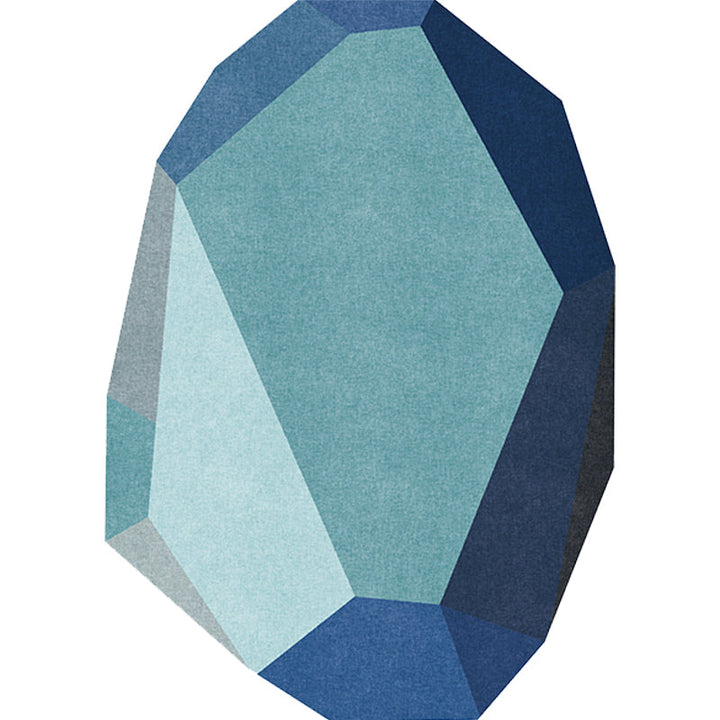 Stornfield | Novelty Irregular Grey and Blue Color Block Polyester Washable Bedroom Rug