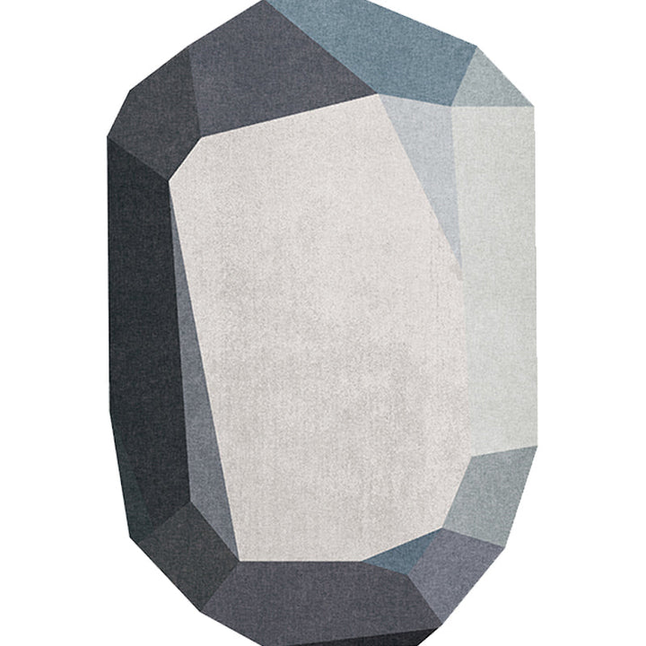 Stornfield | Novelty Irregular Grey and Blue Color Block Polyester Washable Bedroom Rug