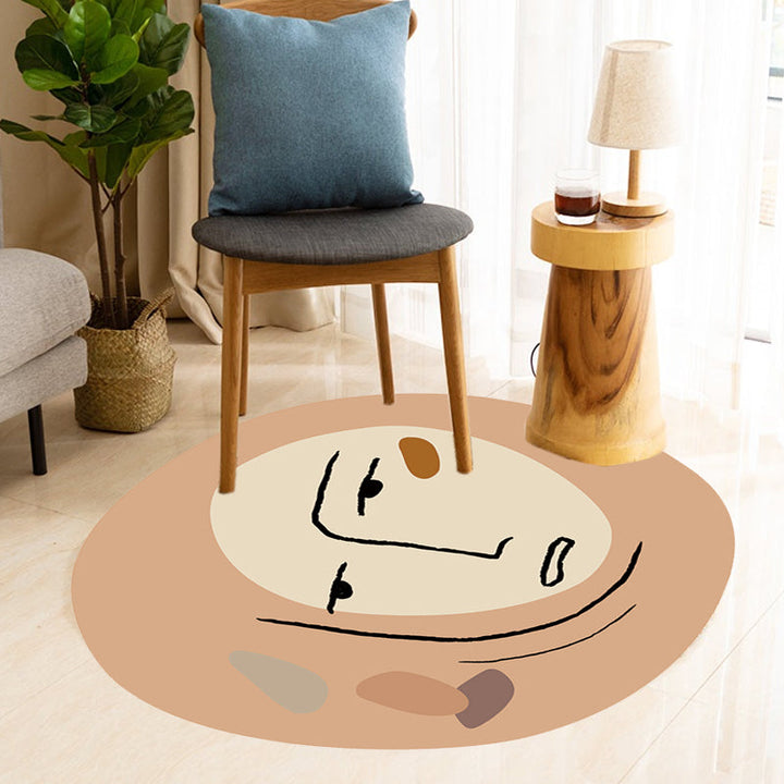 Stornfield | Modern Novelty Irregular Brown Abstract Painting Pattern Rug Washable Polyester Carpet Area Rug for Home Decor