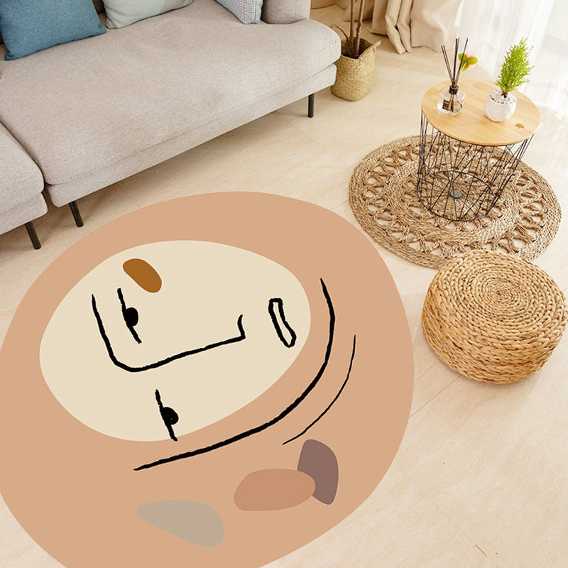 Stornfield | Modern Novelty Irregular Brown Abstract Painting Pattern Rug Washable Polyester Carpet Area Rug for Home Decor