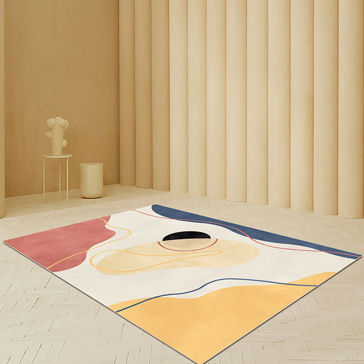Stornfield | Beige Abstract Polyester Rug Modern Non-Slip Area Rug Pet Friendly for Living Room
