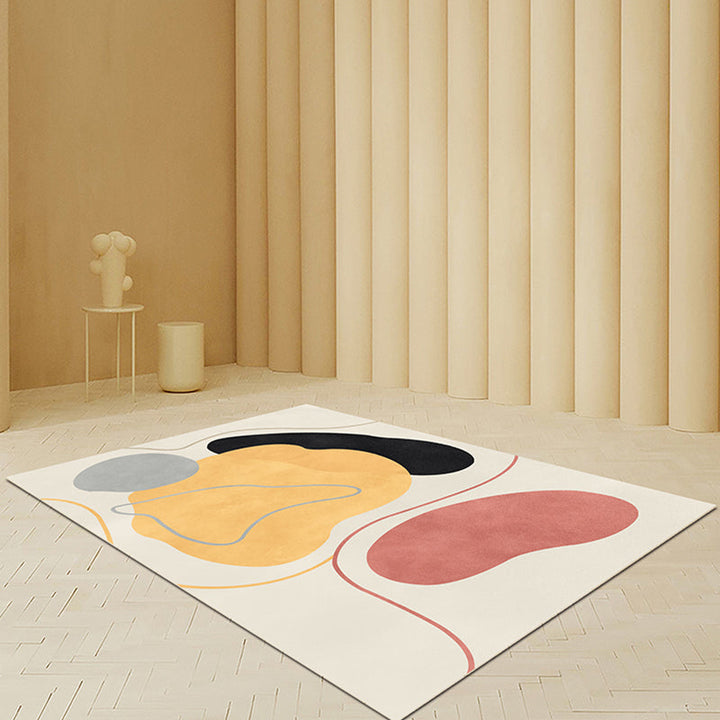 Stornfield | Beige Abstract Polyester Rug Modern Non-Slip Area Rug Pet Friendly for Living Room