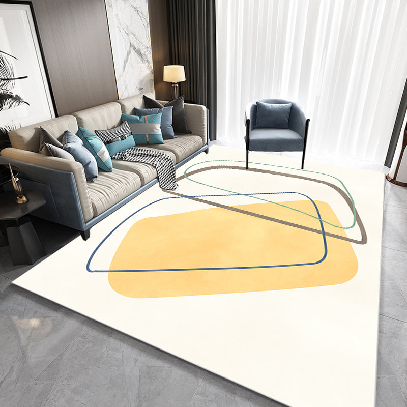 Stornfield | Beige Abstract Polyester Rug Modern Non-Slip Area Rug Pet Friendly for Living Room