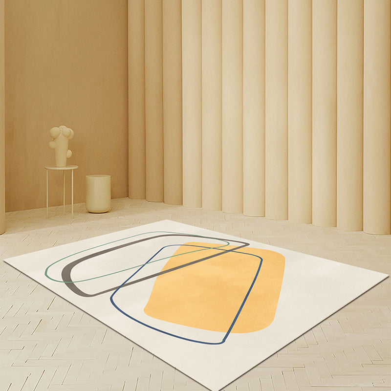 Stornfield | Beige Abstract Polyester Rug Modern Non-Slip Area Rug Pet Friendly for Living Room