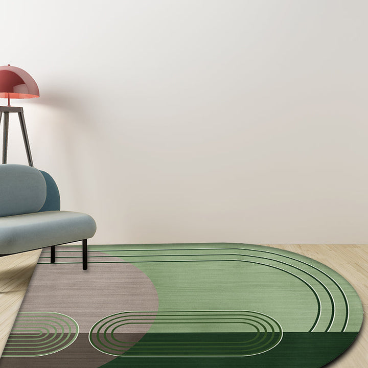 Stornfield | Modern Irregular Innovative Green and Blue Rug with Color Block Pattern Washable Polyester Rug for Home Decor
