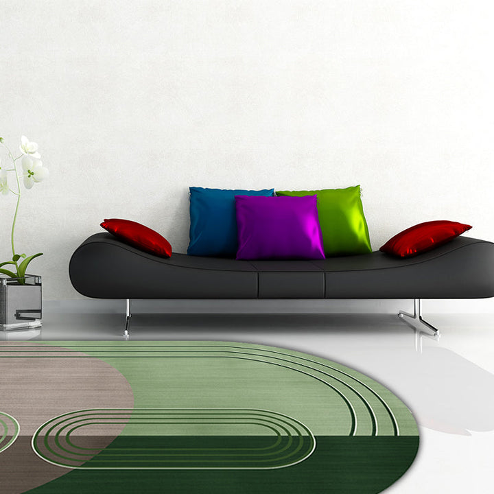 Stornfield | Modern Irregular Innovative Green and Blue Rug with Color Block Pattern Washable Polyester Rug for Home Decor