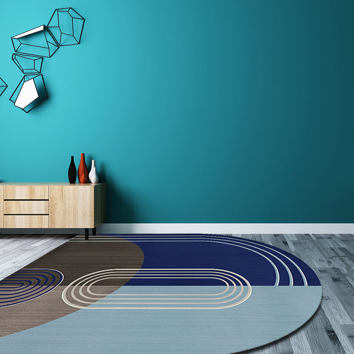 Stornfield | Modern Irregular Innovative Green and Blue Rug with Color Block Pattern Washable Polyester Rug for Home Decor