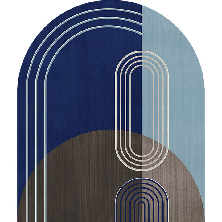 Stornfield | Modern Irregular Innovative Green and Blue Rug with Color Block Pattern Washable Polyester Rug for Home Decor