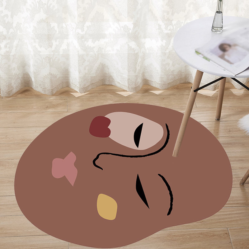 Stornfield | Brown Irregular Bedroom Rug Novel Abstract Paint Pattern Polyester Floor Mat Any Anti-Slip Rug
