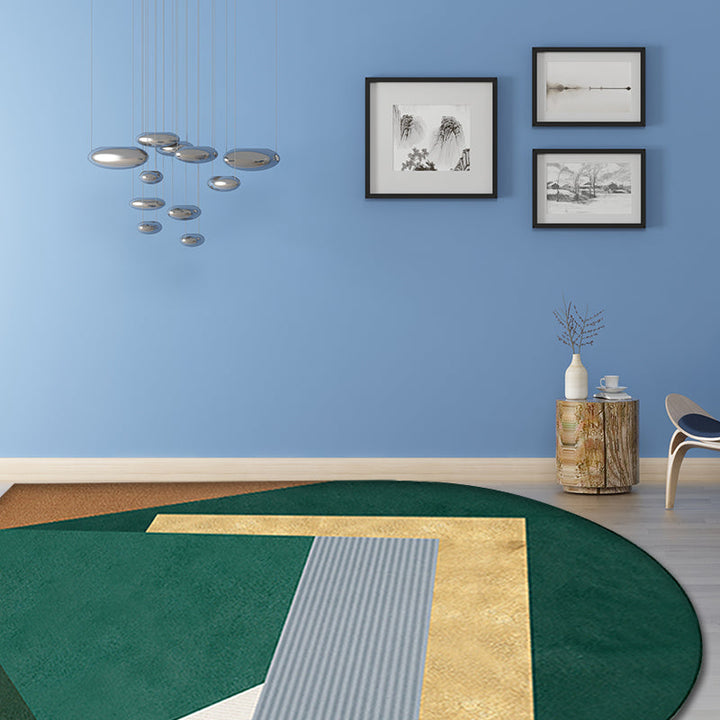 Stornfield | Irregular Green Bedroom Rug Novel Colour Block Pattern Carpet Stain-Resistant Polyester Rug
