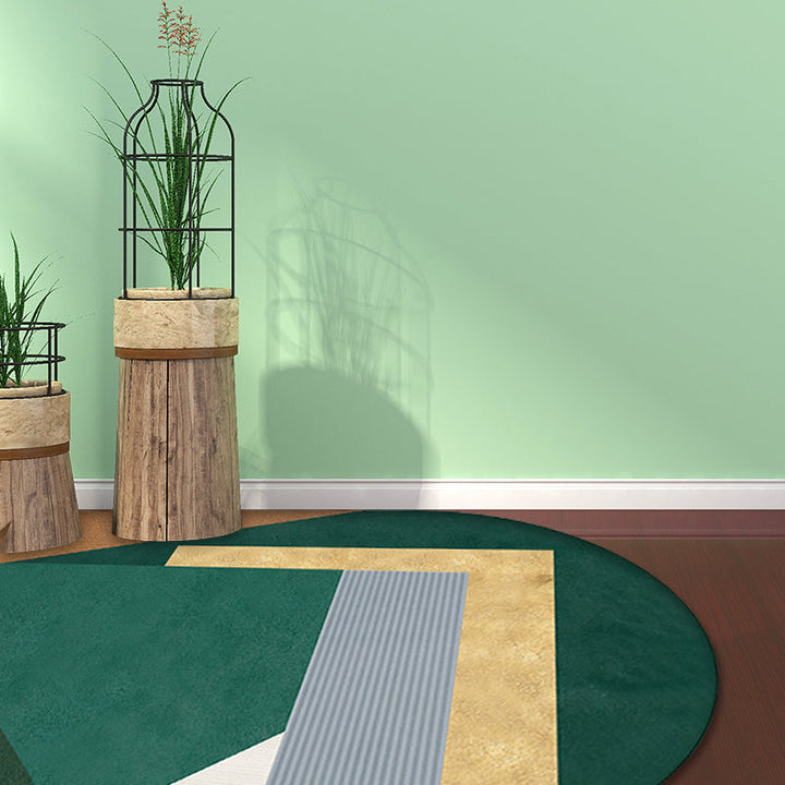 Stornfield | Irregular Green Bedroom Rug Novel Colour Block Pattern Carpet Stain-Resistant Polyester Rug