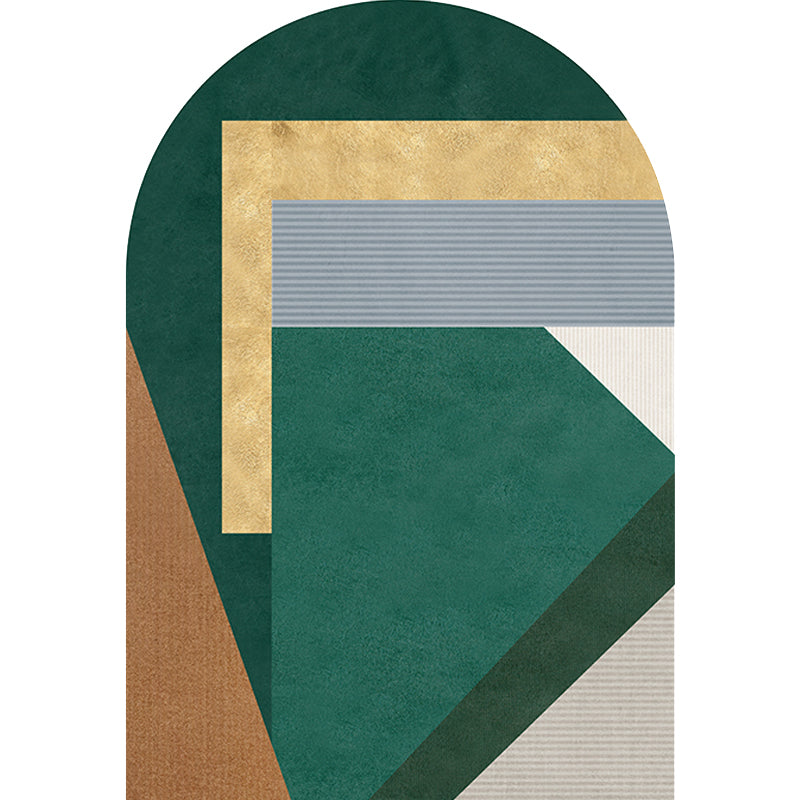 Stornfield | Irregular Green Bedroom Rug Novel Colour Block Pattern Carpet Stain-Resistant Polyester Rug