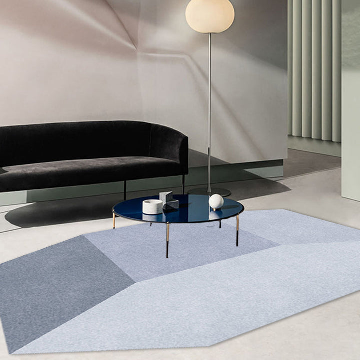 Stornfield | Grey Irregular Novelty Colour Block Geometric Pattern Polyester Rug with Non-Slip Backing Mat