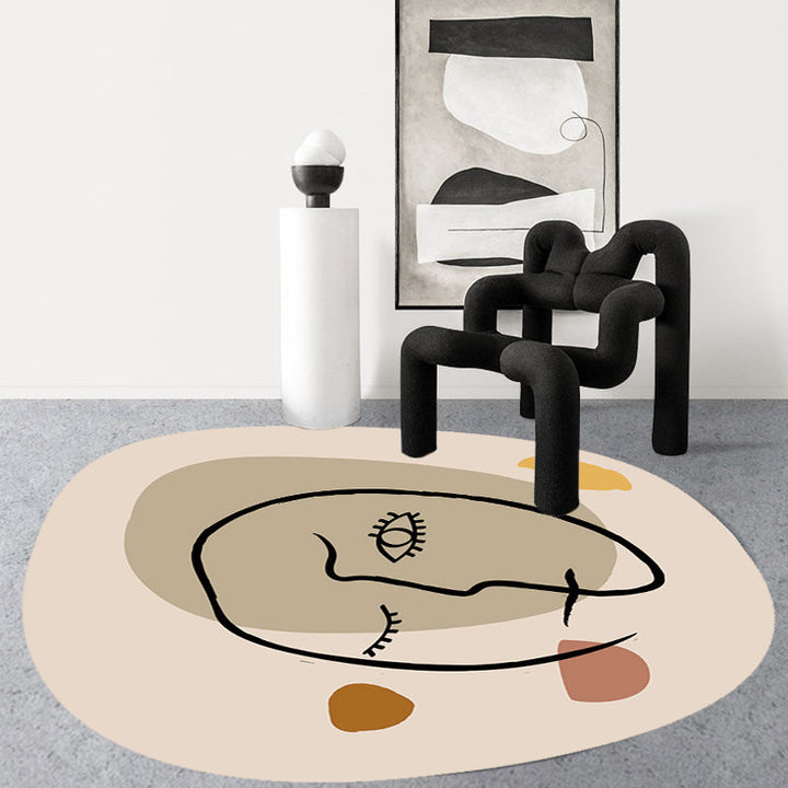 Stornfield | Ivory Irregular Scandinavian Novelty Blank Abstract Pattern Non-Slip Polyester Rug for Home Decor