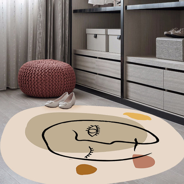 Stornfield | Ivory Irregular Scandinavian Novelty Blank Abstract Pattern Non-Slip Polyester Rug for Home Decor