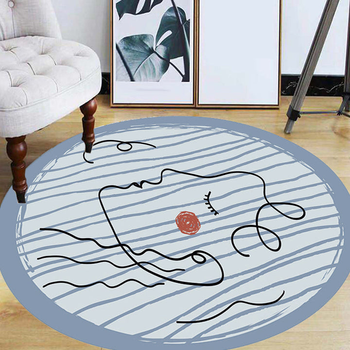 Stornfield | Original Blue Abstract Painting Print Polyester Living Room Rug, Non-Slip Carpet
