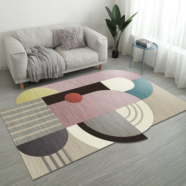 Stornfield | Irregular Casual Bedroom Rug in Grey and Ivory with Color Block Pattern Washable Polyester Rug Area Rug