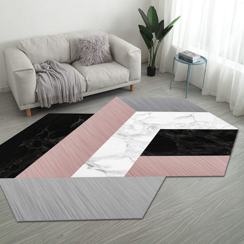 Stornfield | Irregular Casual Bedroom Rug in Grey and Ivory with Color Block Pattern Washable Polyester Rug Area Rug