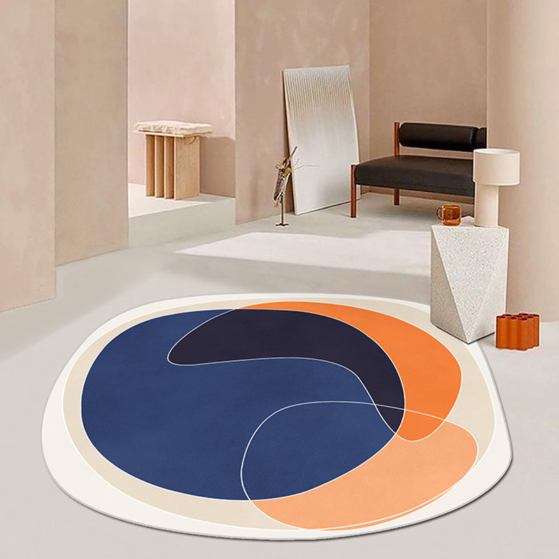 Stornfield | Orange & Blue Irregular Area Rug Colorful Pattern Novelty Bedroom Rug Non-Slip Polyester Mat