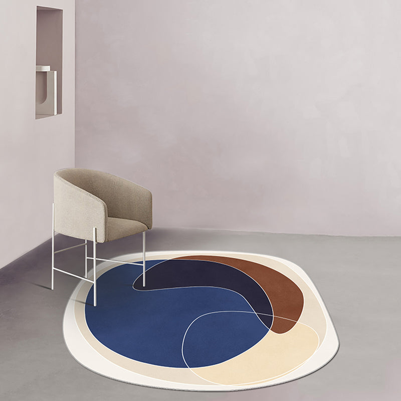 Stornfield | Orange & Blue Irregular Area Rug Colorful Pattern Novelty Bedroom Rug Non-Slip Polyester Mat