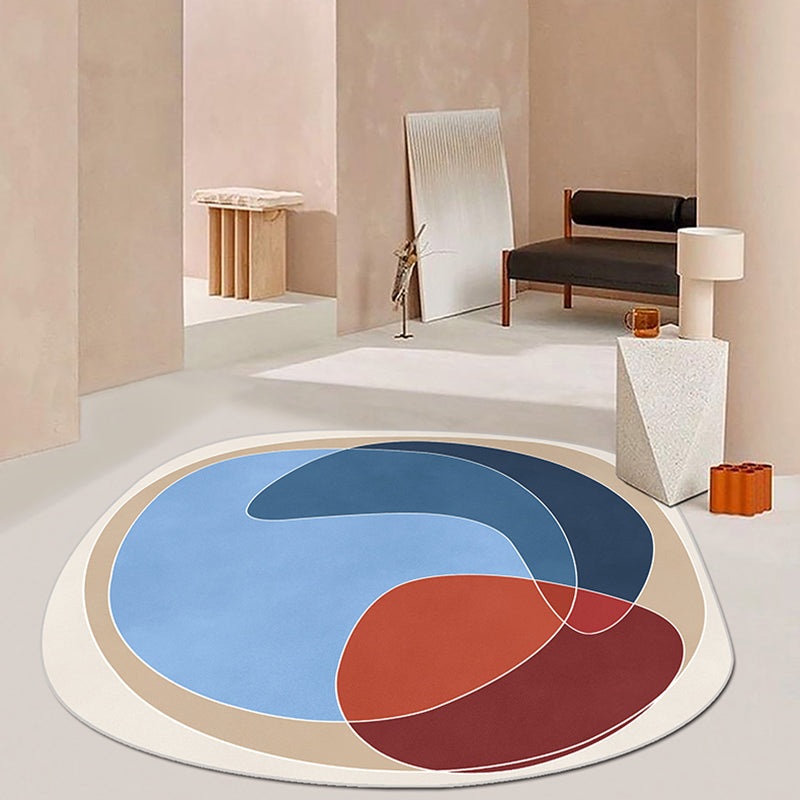 Stornfield | Orange & Blue Irregular Area Rug Colorful Pattern Novelty Bedroom Rug Non-Slip Polyester Mat