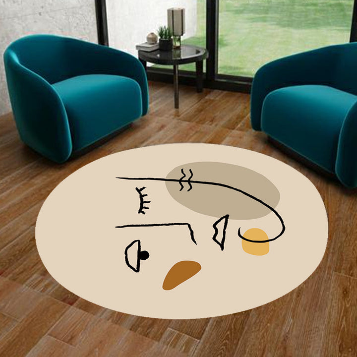 Stornfield | Irregular Ivory Bedroom Rug Abstract Paint Pattern Polyester Area Rug Stain Resistant
