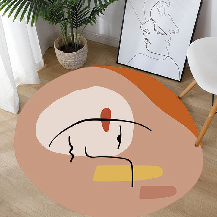 Stornfield | Modern Novelty Irregular Abstract Line Pattern Brown Polyester Carpet Non-Slip Mat for Home Decor