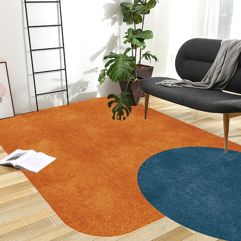 Stornfield | Innovative Living Room Rug, Grey and Pink Circle and Rectangle, with Color Block Patterns, Non-Slip Polyester Rug