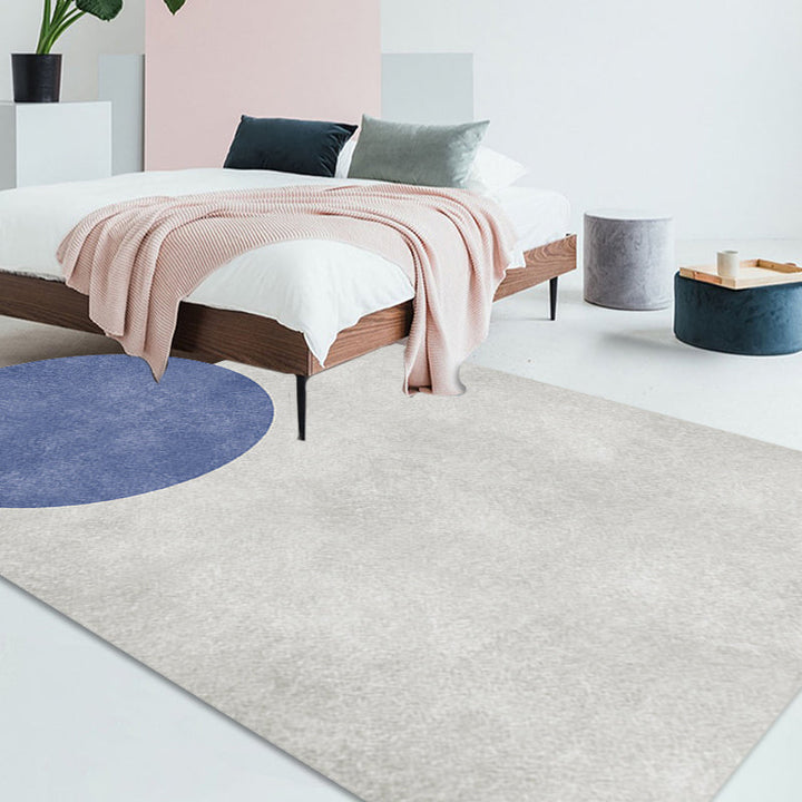 Stornfield | Innovative Living Room Rug, Grey and Pink Circle and Rectangle, with Color Block Patterns, Non-Slip Polyester Rug