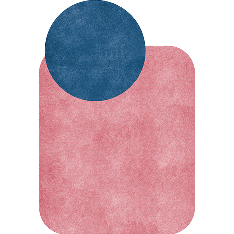 Stornfield | Innovative Living Room Rug, Grey and Pink Circle and Rectangle, with Color Block Patterns, Non-Slip Polyester Rug