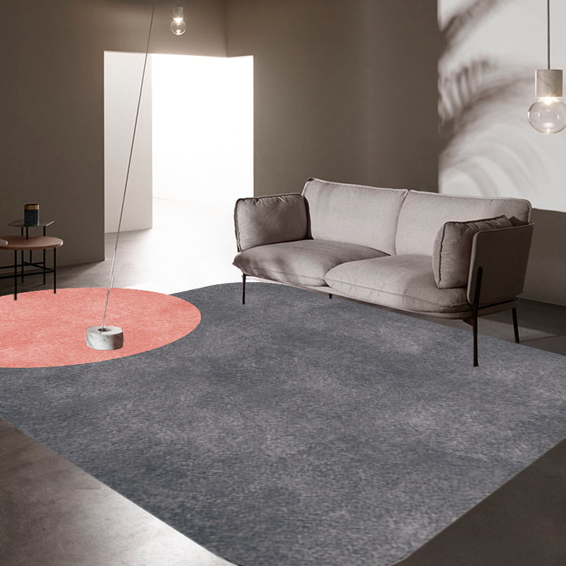 Stornfield | Innovative Living Room Rug, Grey and Pink Circle and Rectangle, with Color Block Patterns, Non-Slip Polyester Rug