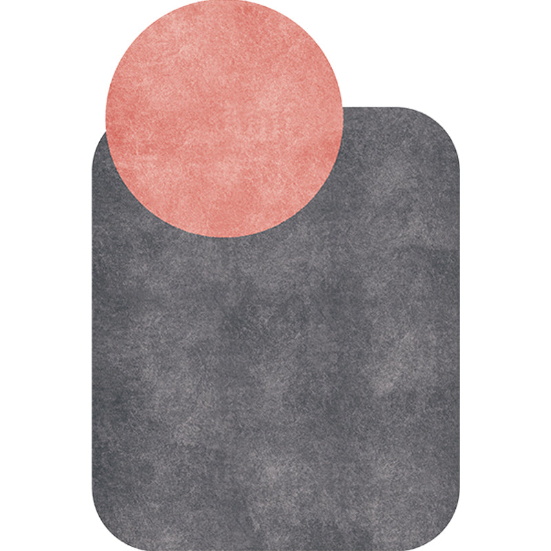 Stornfield | Innovative Living Room Rug, Grey and Pink Circle and Rectangle, with Color Block Patterns, Non-Slip Polyester Rug