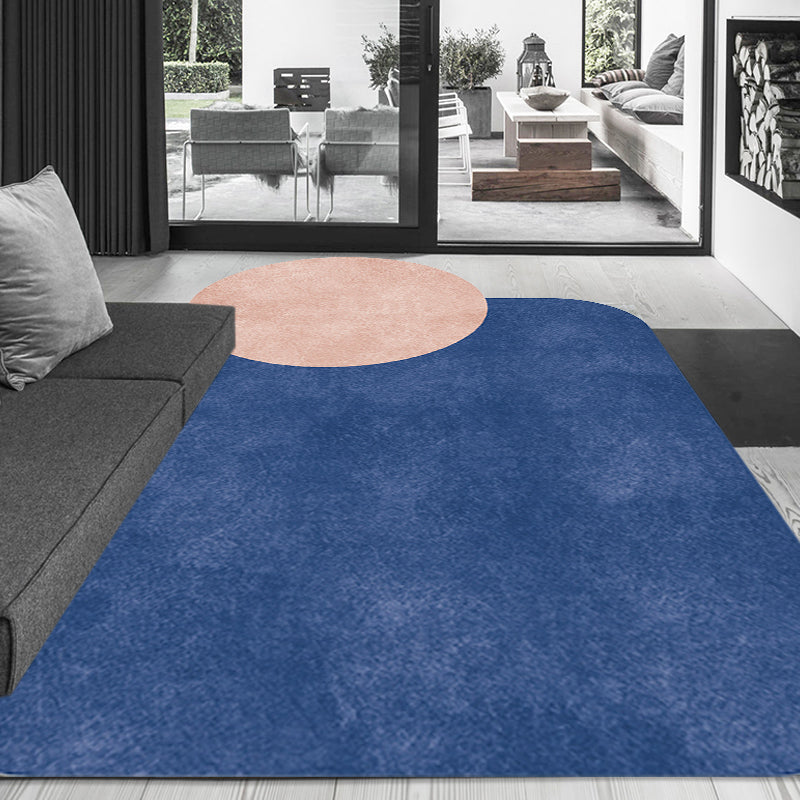 Stornfield | Innovative Living Room Rug, Grey and Pink Circle and Rectangle, with Color Block Patterns, Non-Slip Polyester Rug