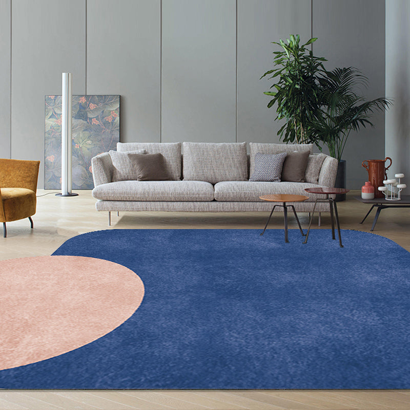 Stornfield | Innovative Living Room Rug, Grey and Pink Circle and Rectangle, with Color Block Patterns, Non-Slip Polyester Rug
