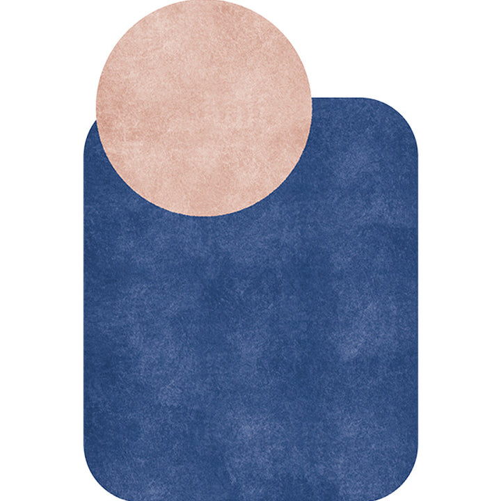 Stornfield | Innovative Living Room Rug, Grey and Pink Circle and Rectangle, with Color Block Patterns, Non-Slip Polyester Rug
