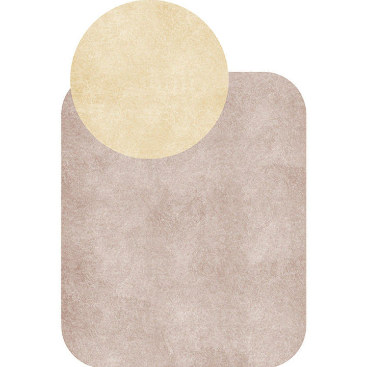 Stornfield | Innovative Living Room Rug, Grey and Pink Circle and Rectangle, with Color Block Patterns, Non-Slip Polyester Rug