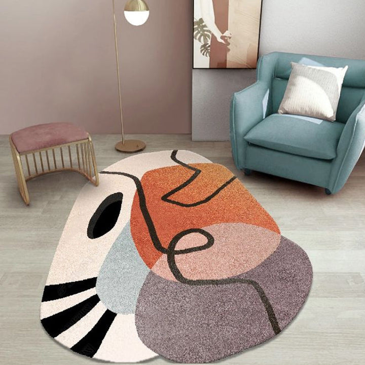 Stornfield | Novelty Simple Irregular Rug with Brown Abstract Pattern, Polyester Carpet, Machine Washable, Area Rug for Home Decor