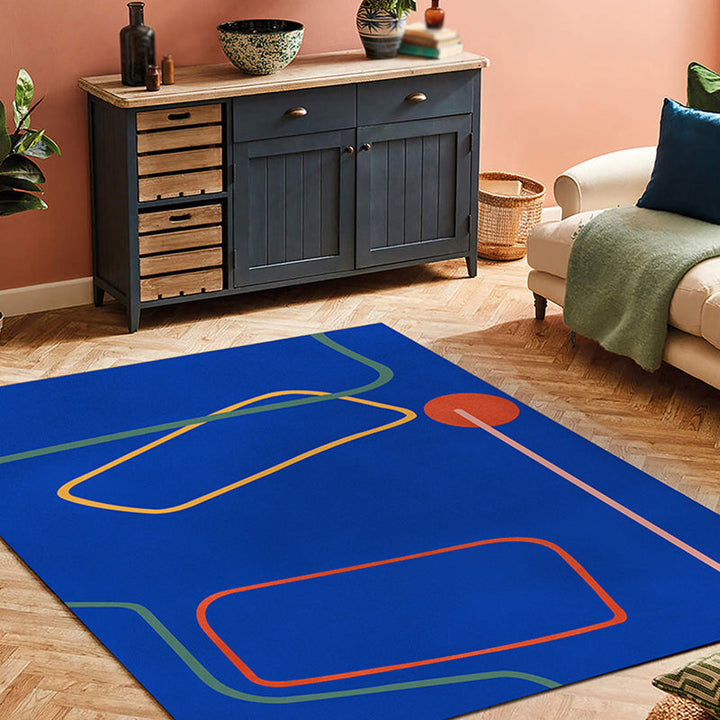 Stornfield | Nordic Modernism Blue and Yellow Rug Pet-Friendly Abstract Rug Non-Slip Bedroom Rug