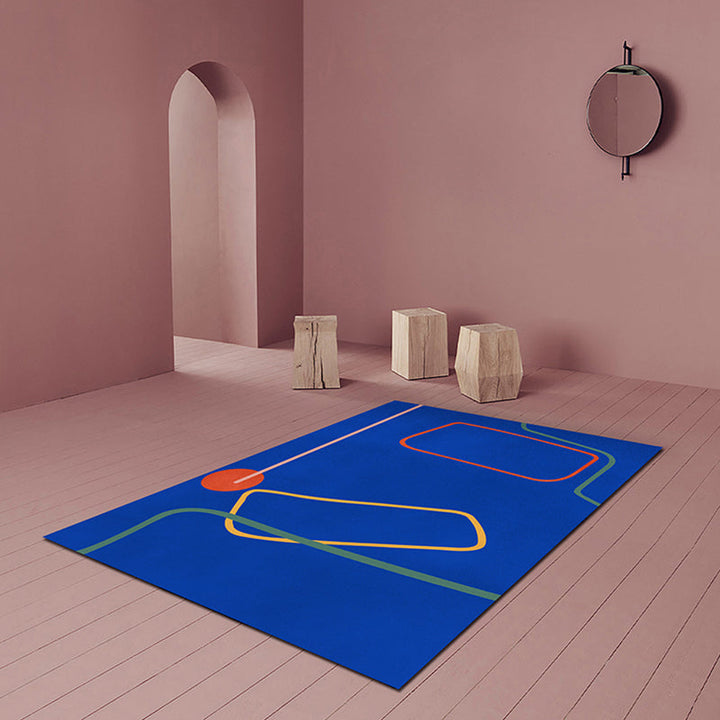 Stornfield | Nordic Modernism Blue and Yellow Rug Pet-Friendly Abstract Rug Non-Slip Bedroom Rug