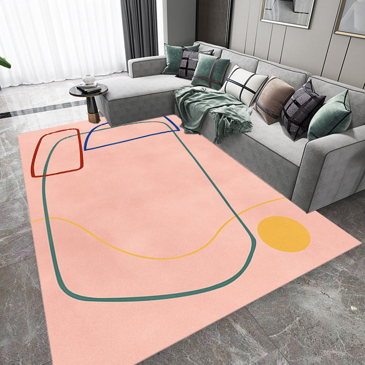 Stornfield | Nordic Modernism Blue and Yellow Rug Pet-Friendly Abstract Rug Non-Slip Bedroom Rug