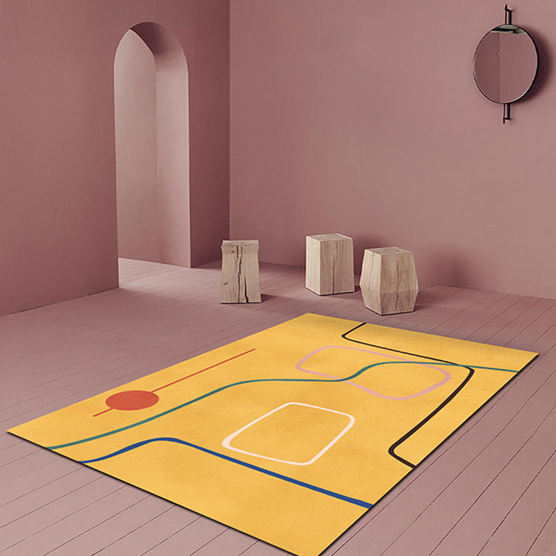 Stornfield | Nordic Modernism Blue and Yellow Rug Pet-Friendly Abstract Rug Non-Slip Bedroom Rug