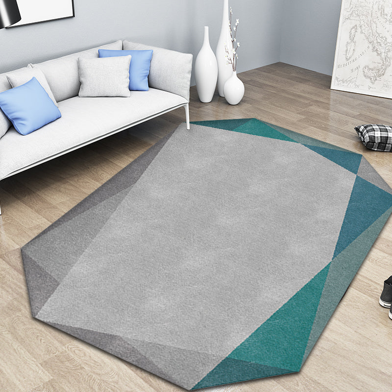 Stornfield | Scandinavian Irregular Novelty Rug in Grey Color Block Pattern Polyester Rug with Non-Slip Backing Area Rug for Home Decor