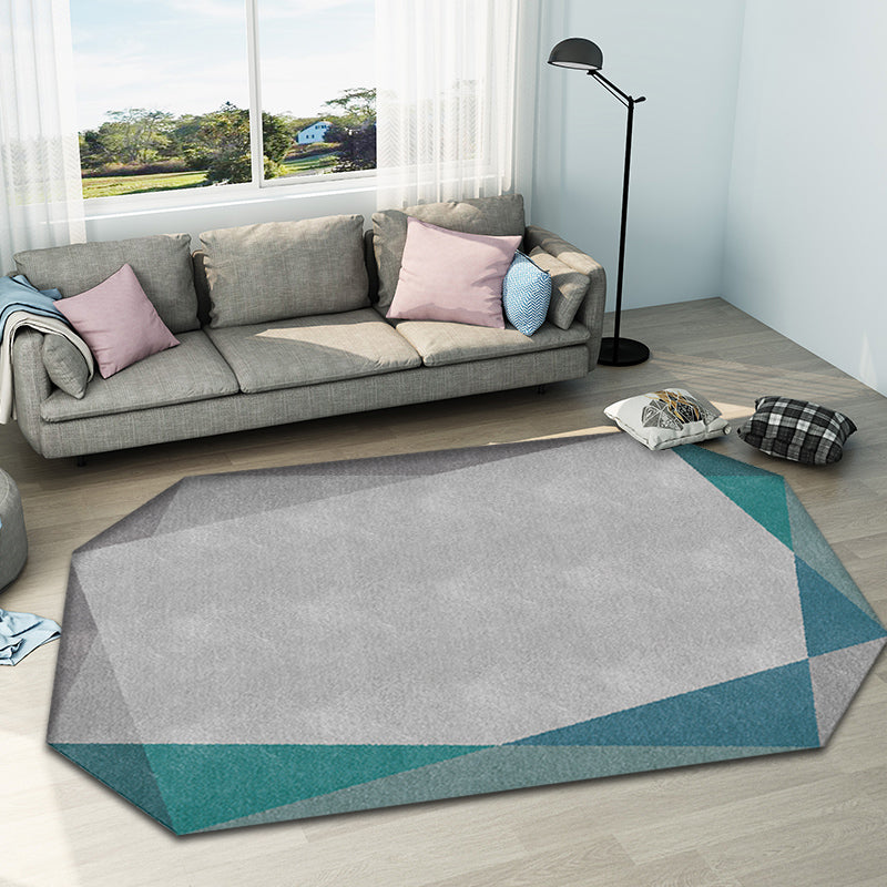 Stornfield | Scandinavian Irregular Novelty Rug in Grey Color Block Pattern Polyester Rug with Non-Slip Backing Area Rug for Home Decor